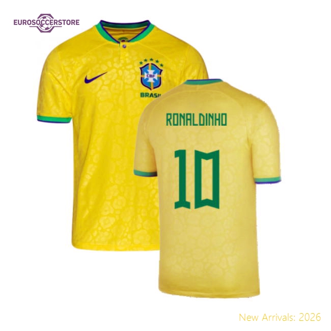 2022-2023 Brazil Little Boys Home Shirt (Ronaldinho 10)