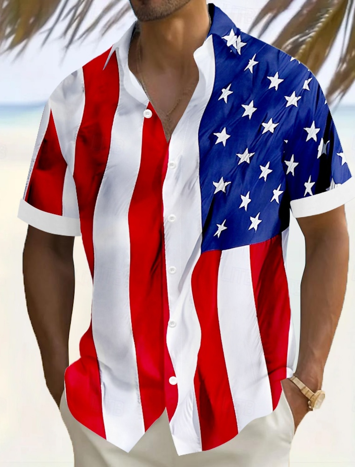 Independence Day Men's 4th of July U.S. 250th Anniversary US Flag Patriotic Shirt Summer Shirt Button Up Shirt Short Sleeve Fashion Casual Outdoor Vacation Dailywear Summer Turndown 3D Print Linen