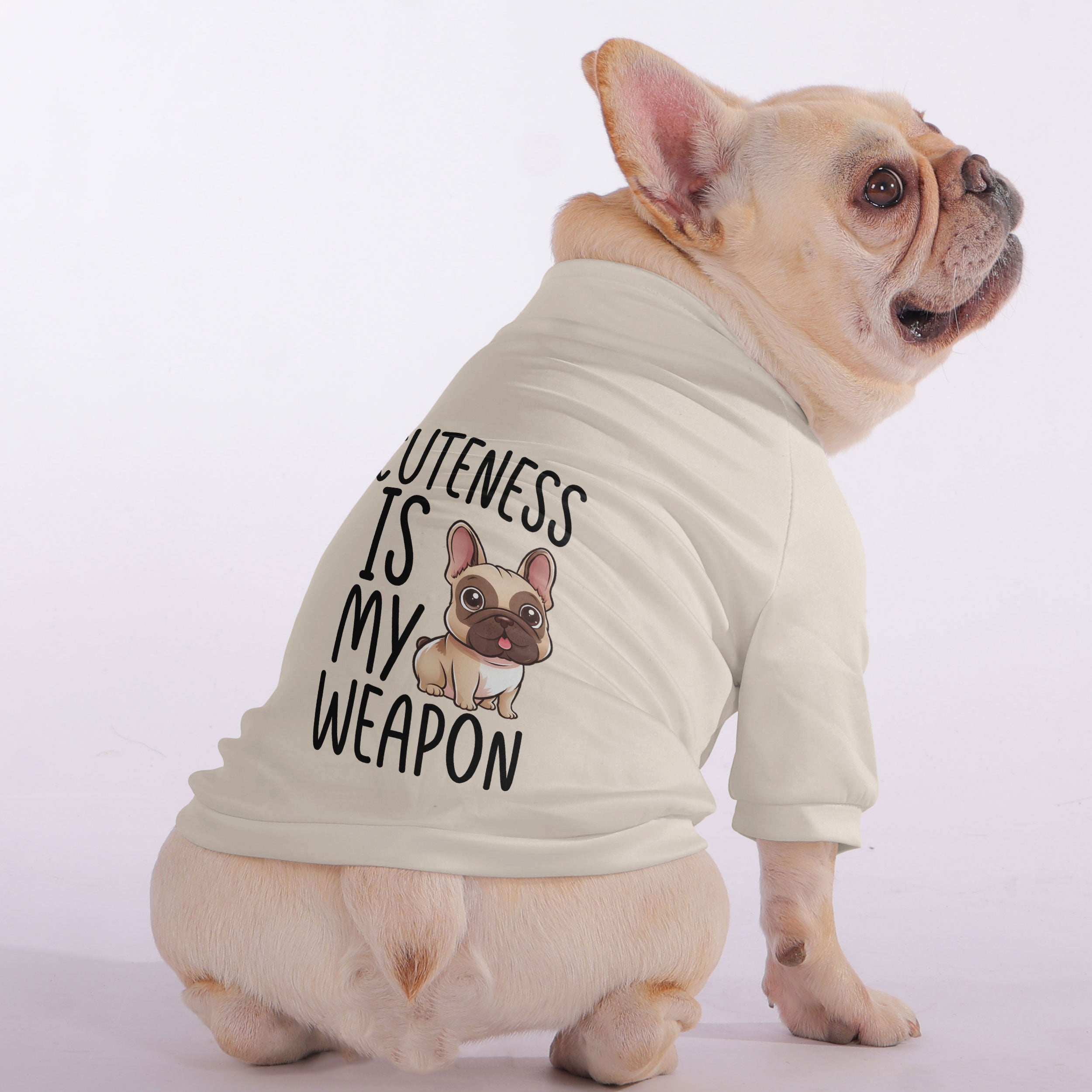 Cuteness is My Weapon - Snuggly Zip-Up Sweatshirt for French Bulldogs