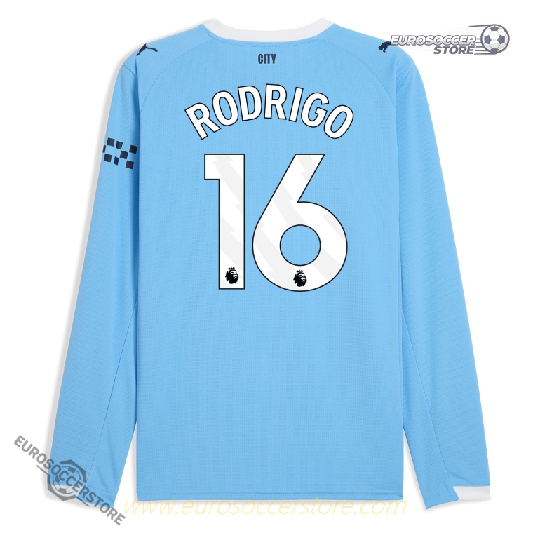 Manchester City 25-26 Season Home Long Sleeve Jersey - RODRIGO #16