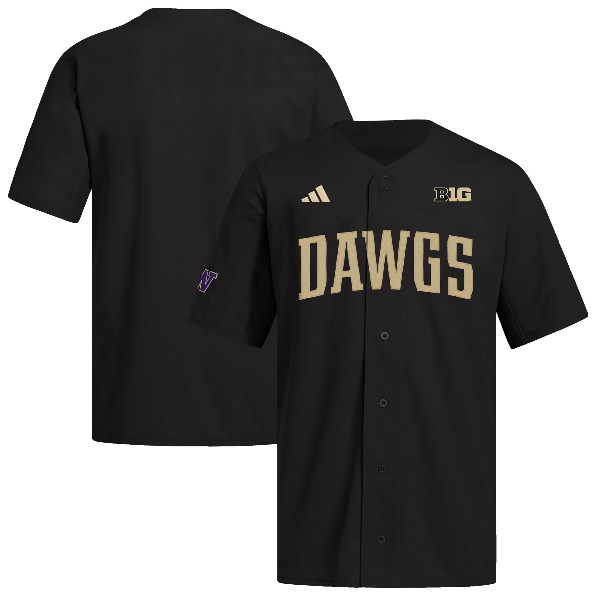 [DDG] Youth Washington Huskies Replica Baseball Jersey - Black