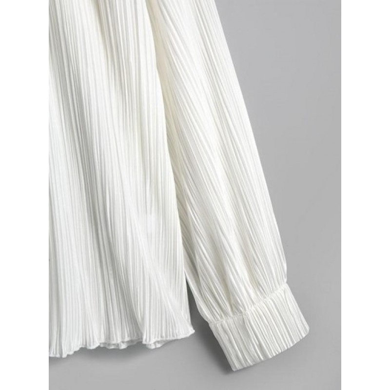 Plisse V Notched Drop Shoulder Shirt UC0775