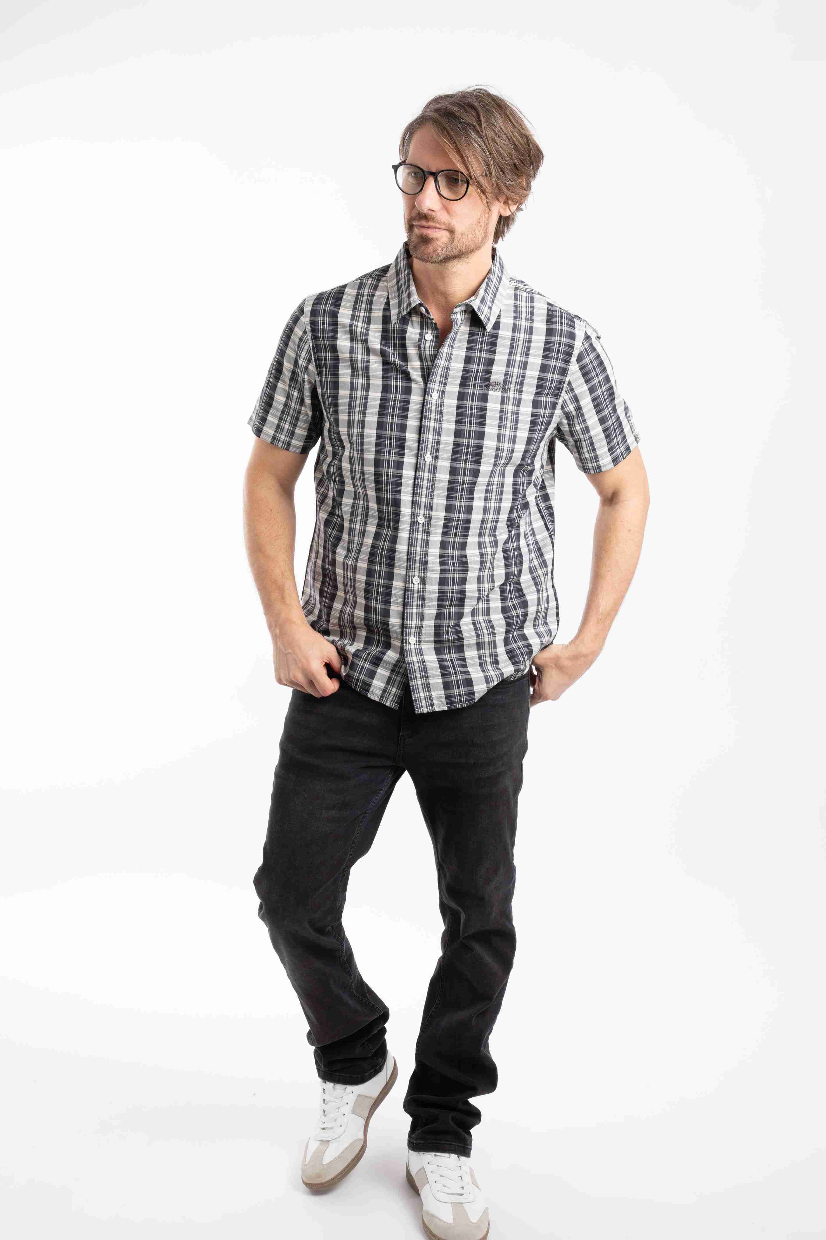 Judd Short Sleeve Check Shirt Black