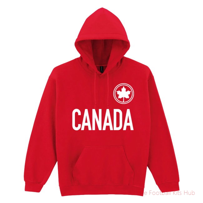 Men Canada Logo & Text Hoody (Red)