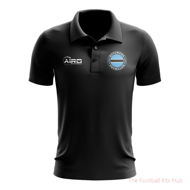 Men Botswana Football Polo Shirt (Black)