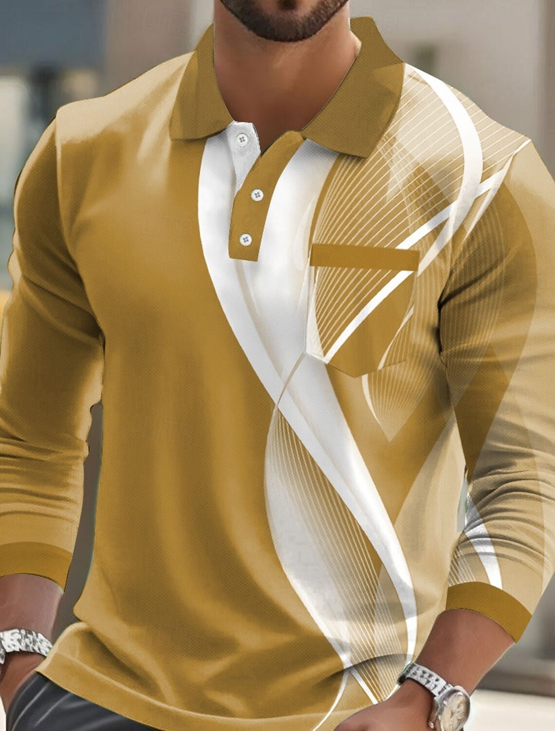 Men's Abstract Geometic Polo Short Sleeve Shirts Collared Business