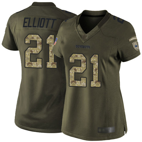 Official NFL s Dallas Cowboys #21 Ezekiel Elliott Green Limited Jersey
