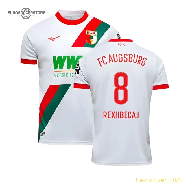 2025-2026 Fc Augsburg Home Kit Top (Rexhbecaj 8) Classic Football Kit
