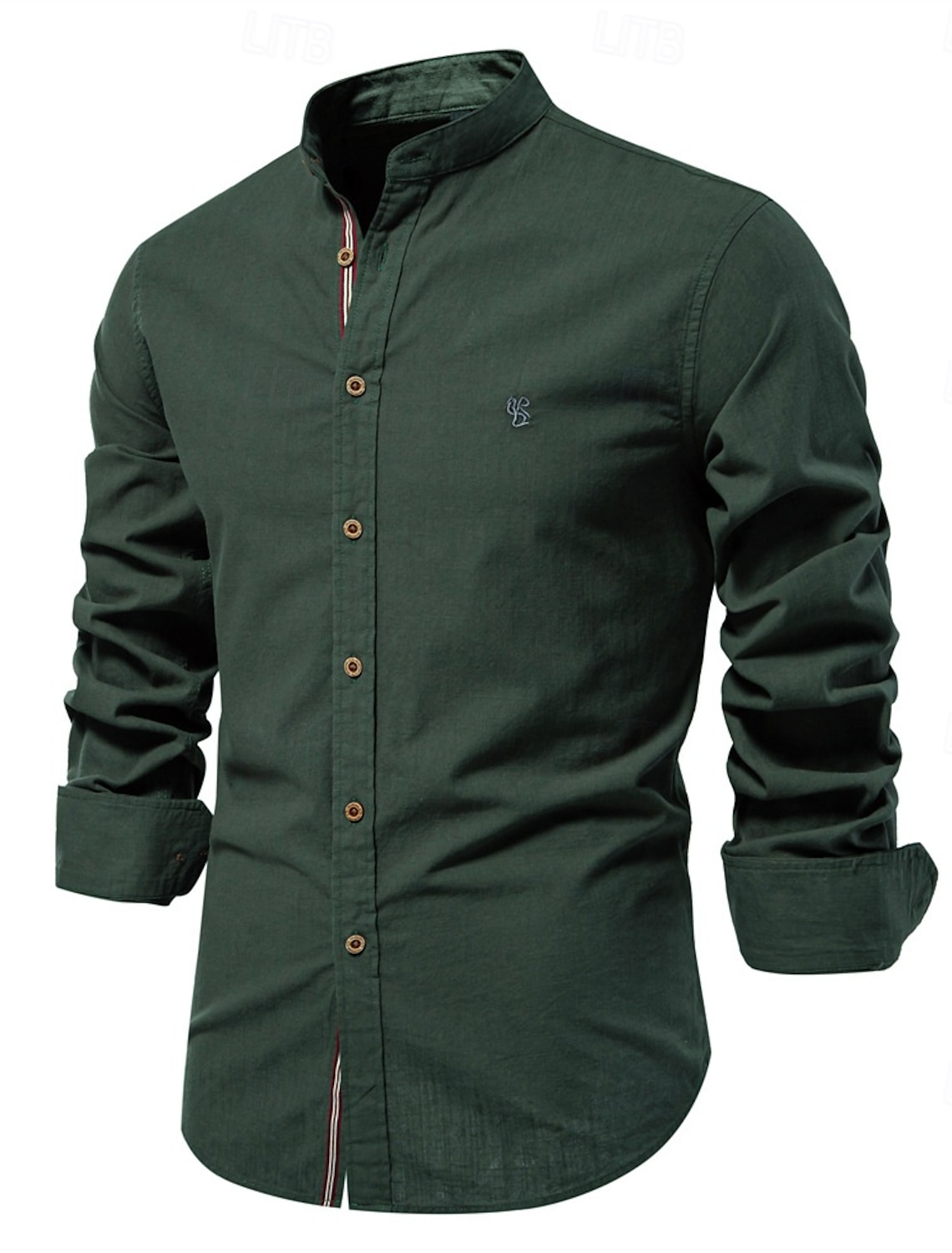 Men's Shirt Linen Shirt Summer Shirt Button Up Shirt Plain Casual Daily Blue Black White Light Green Long Sleeve Collar Spring & Summer Clothing Apparel Embroidered