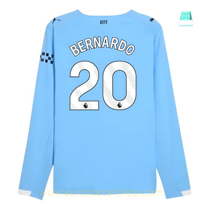 2025-2026 Man City Authentic Long Sleeve Home Shirt (Bernardo 20)