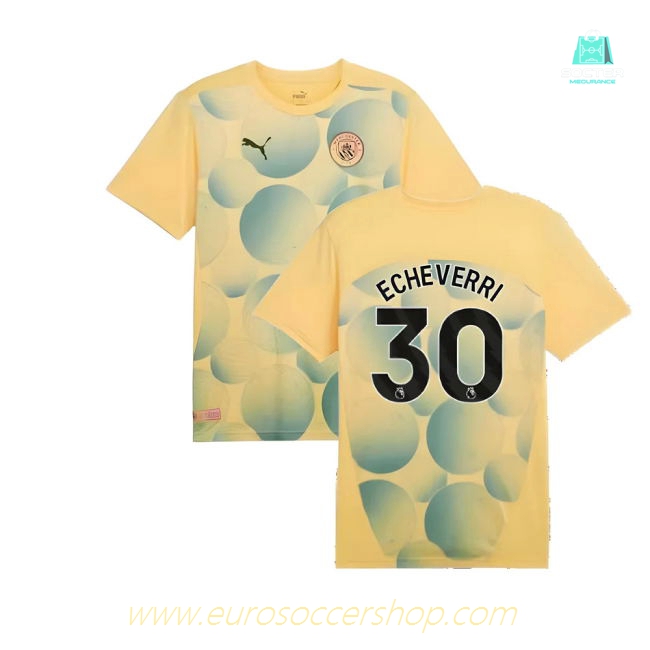 2024-2025 Man City Prematch SS Shirt (Flaxen) - Kids (Echeverri 30)