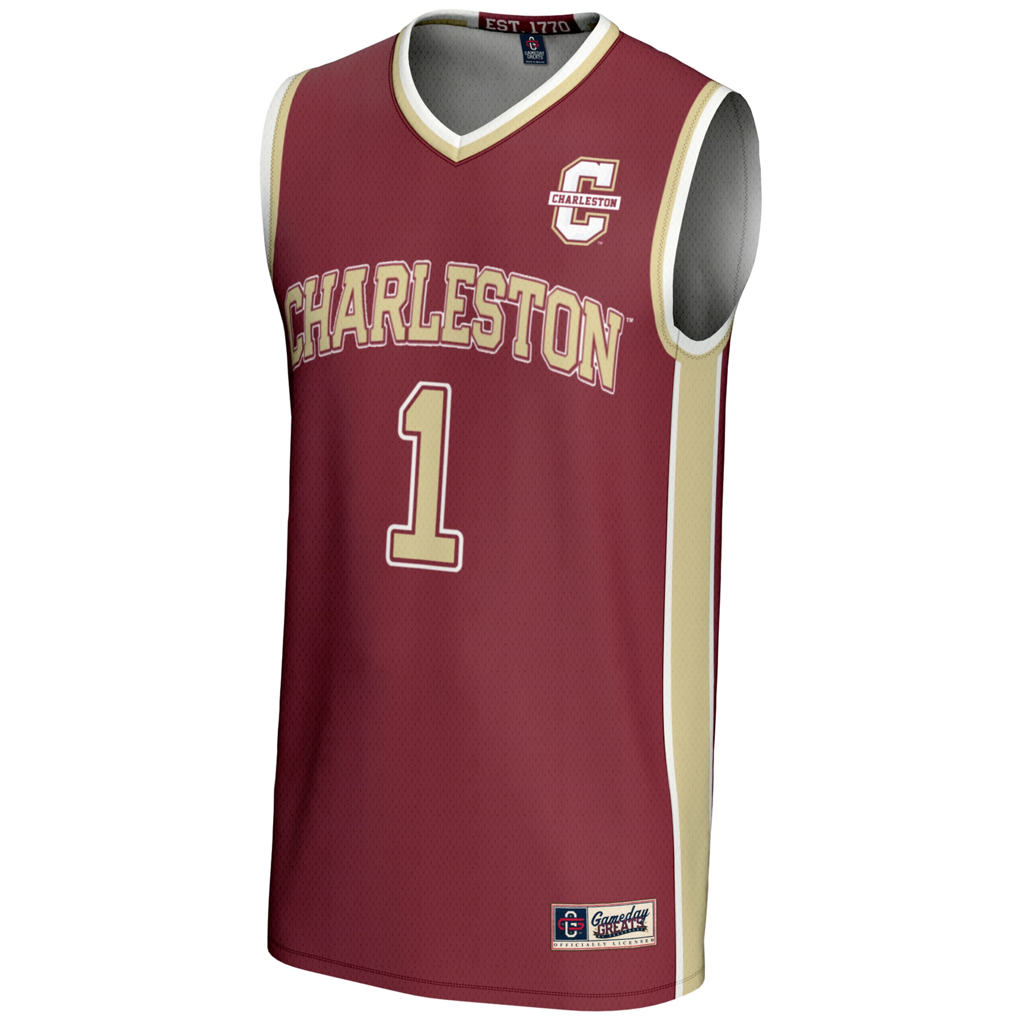 [DDG] Charleston Cougars GameDay Greats Unisex #1 Basketball Jersey - Maroon