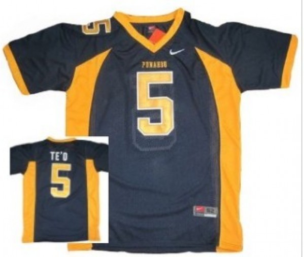 Youth College Football Power #5 Blue Premium Quality Jersey