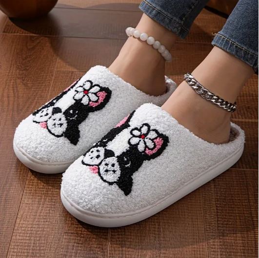 FrenFoot Adorable Frenchie Pattern Slippers for Dog Enthusiasts