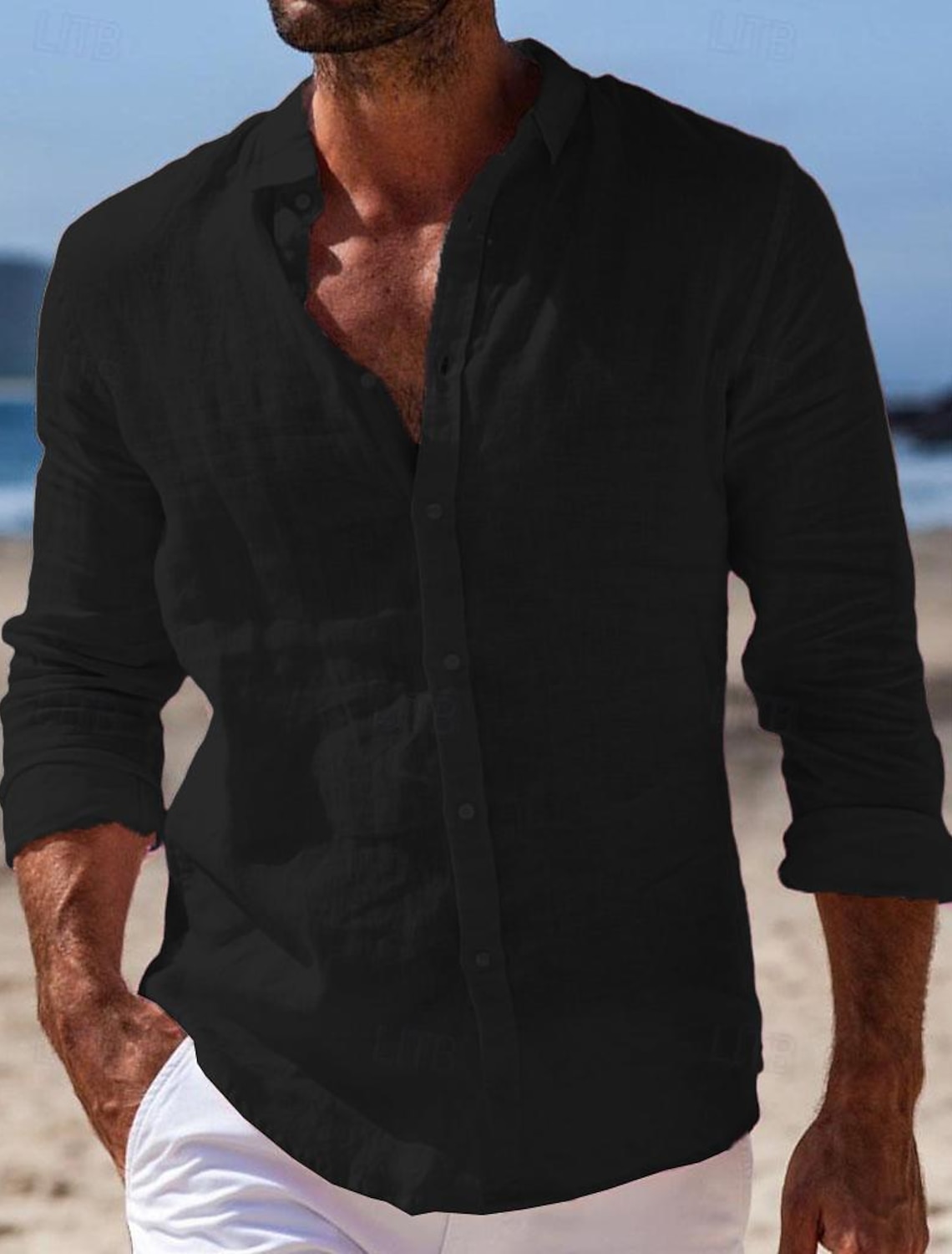 Men's Linen Shirt Summer Shirt Beach Wear Button Up Shirt Plain Vacation Curise Black White Light Green Pink Short Sleeve Turndown Summer Clothing Apparel