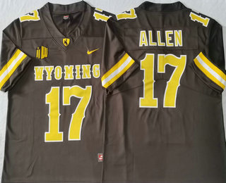Men's WYO CSU Brown 2024 match worn Josh Allen #17 breathable Jersey