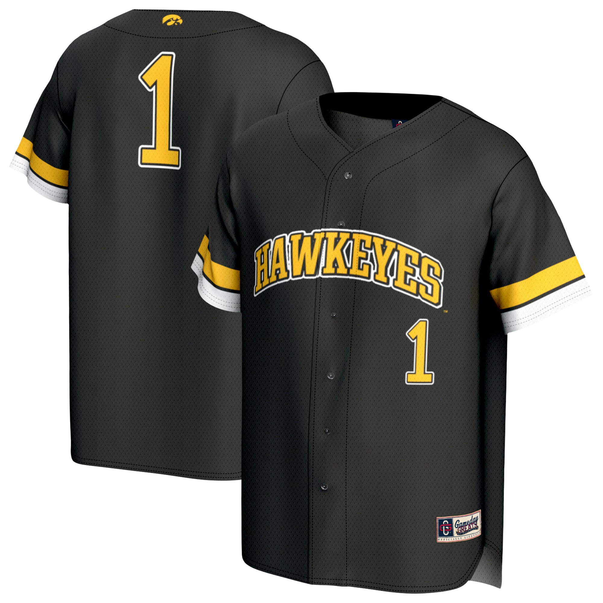 #1 Iowa Hawkeyes GameDay Greats Youth Lightweight Collegiate Baseball Fashion Jersey - Black