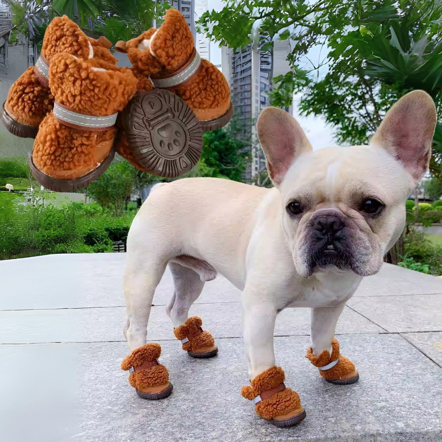 VelviPaw Teddy Velvet Frenchie Shoes – Warm and Cozy Dog Booties