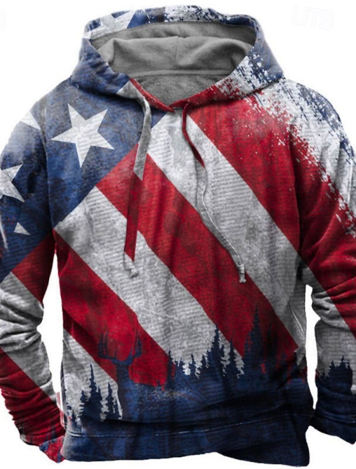 Men's Graphic American Flag Hoodie Pullover Printed Fashion Streetwear