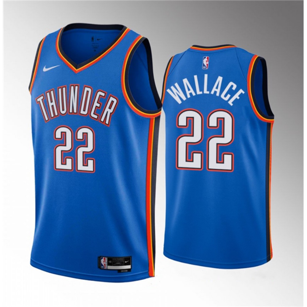 Game Day Top-Grade Men's Thunder #22 Cason Blue Basketball Jersey