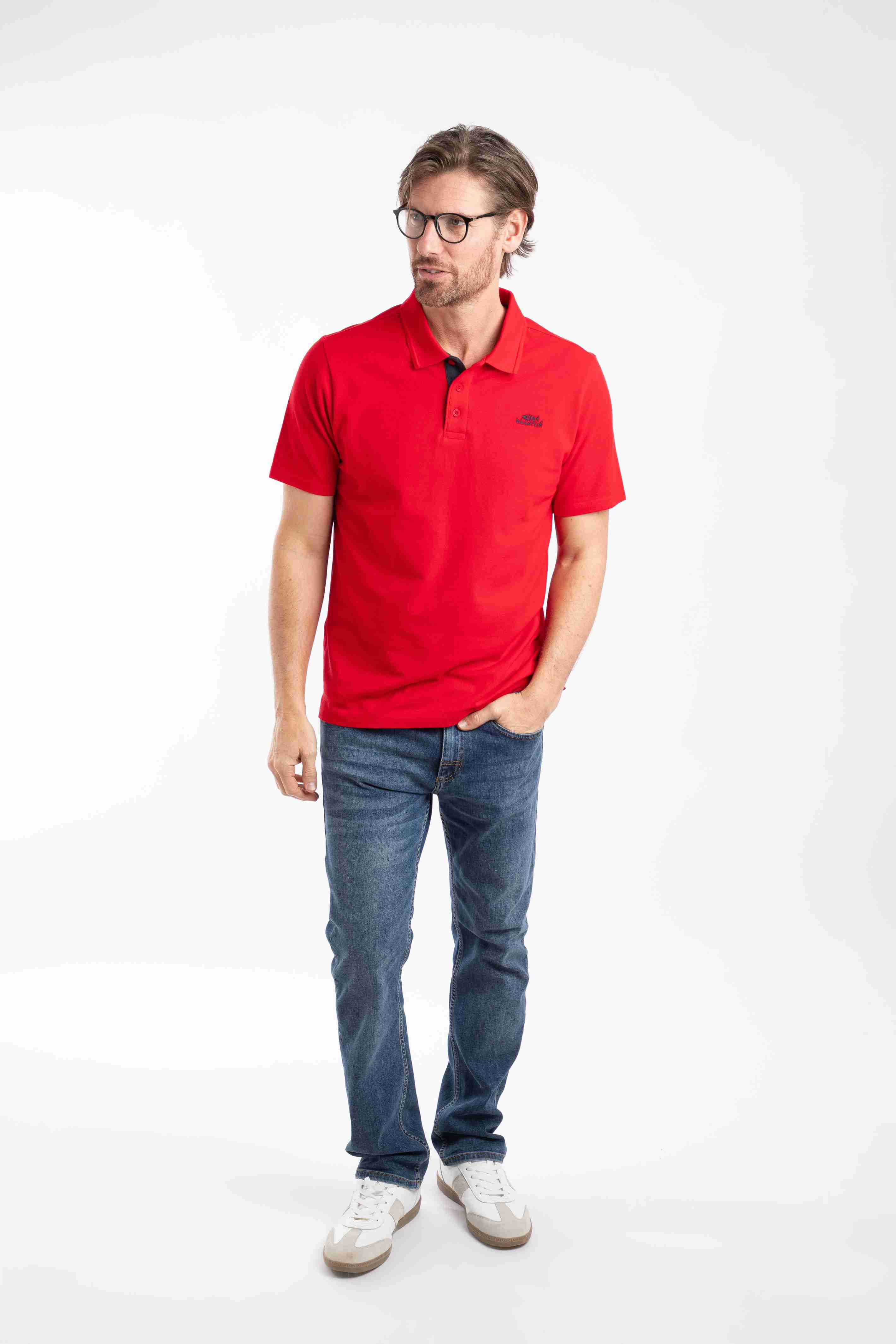 Miles Pique Polo Shirt Barberry Red Marl