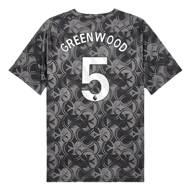 2025-2026 Man City Warm Up Jersey (Black) (Greenwood 5)