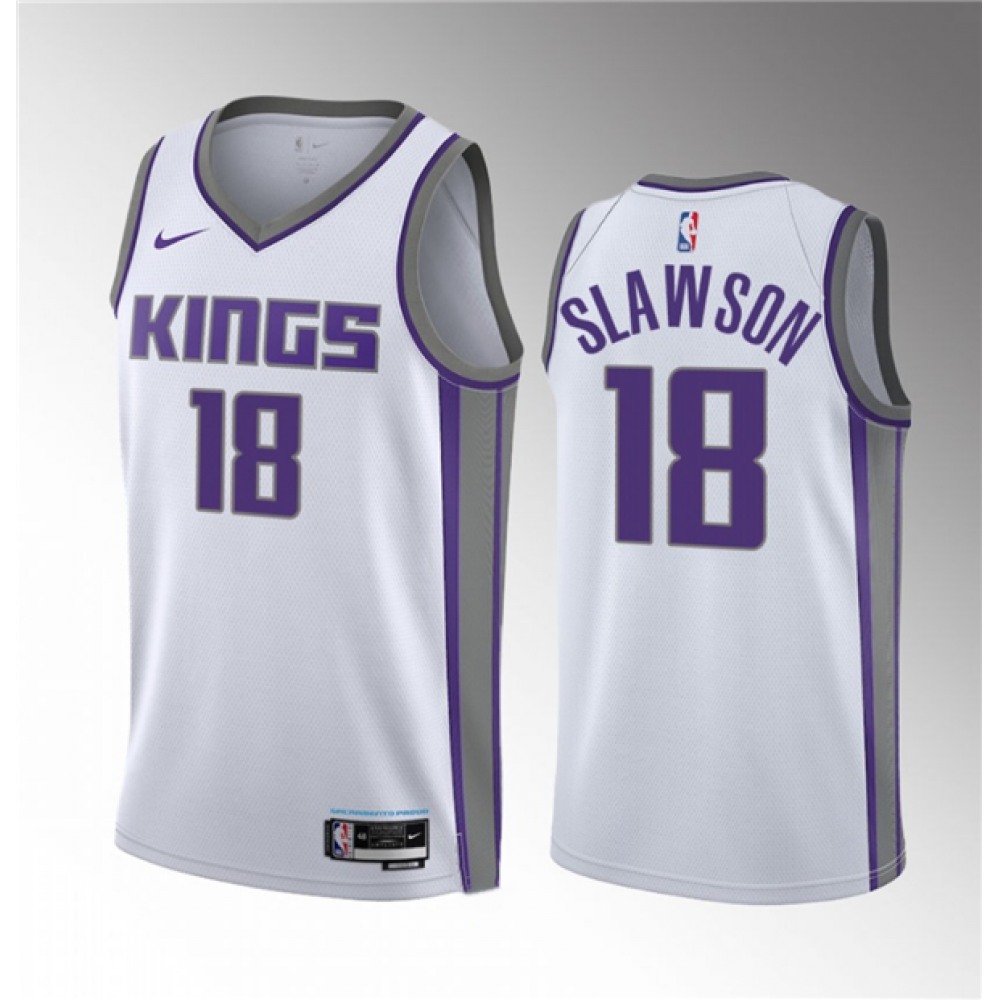 Men's Sacramento Kings #18 Jalen Slawson White 2023 Draft Association Edition Stitched Jersey