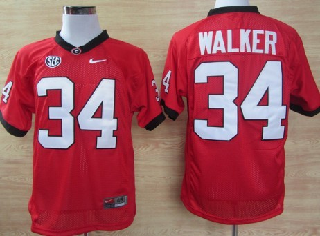 Men's UGA Bulldogs Red 2024 game jersey Herschel Walker #34 authentic