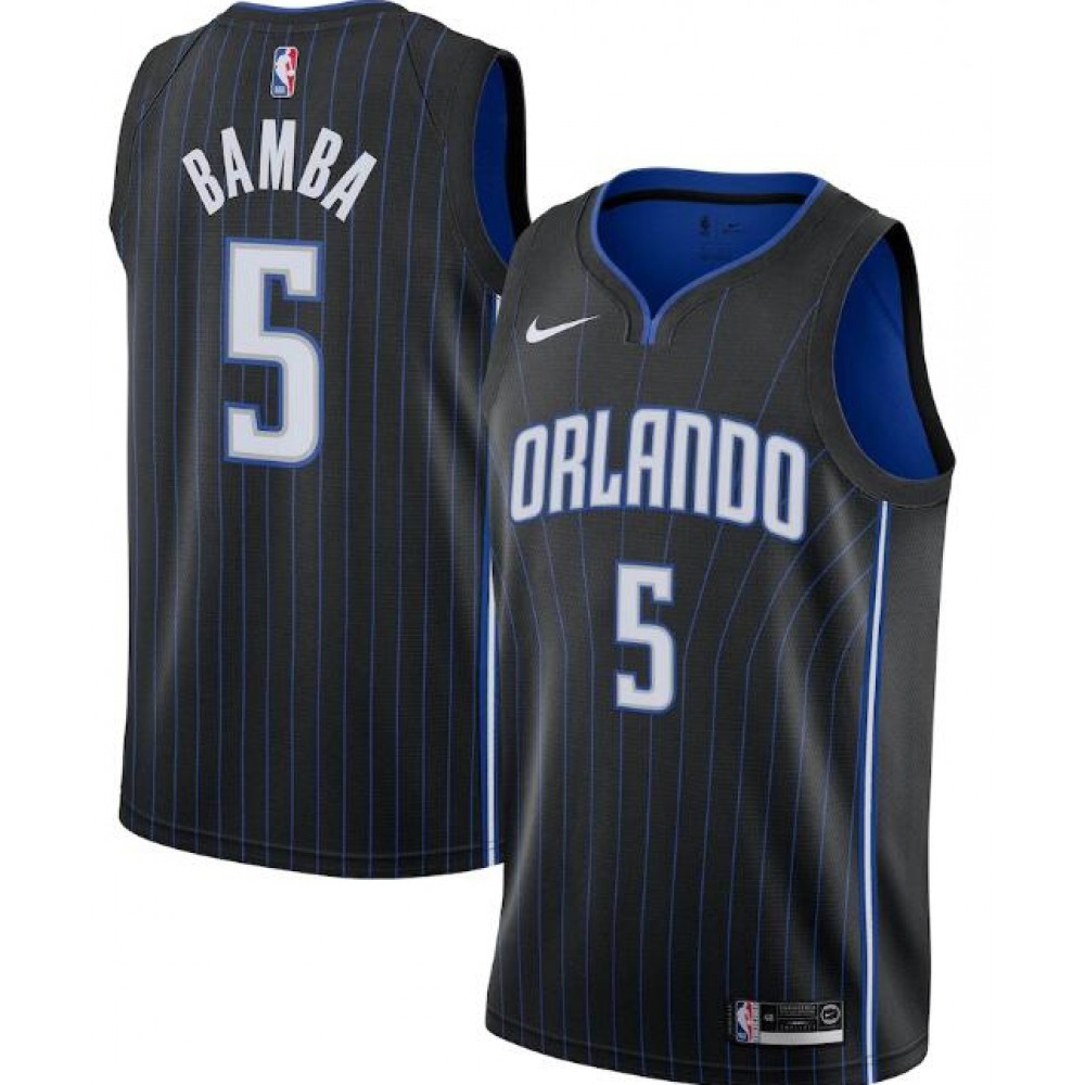 Men's Orlando Magic #5 Mohamed Bamba Black Icon Edition Stitched Swingman Jersey