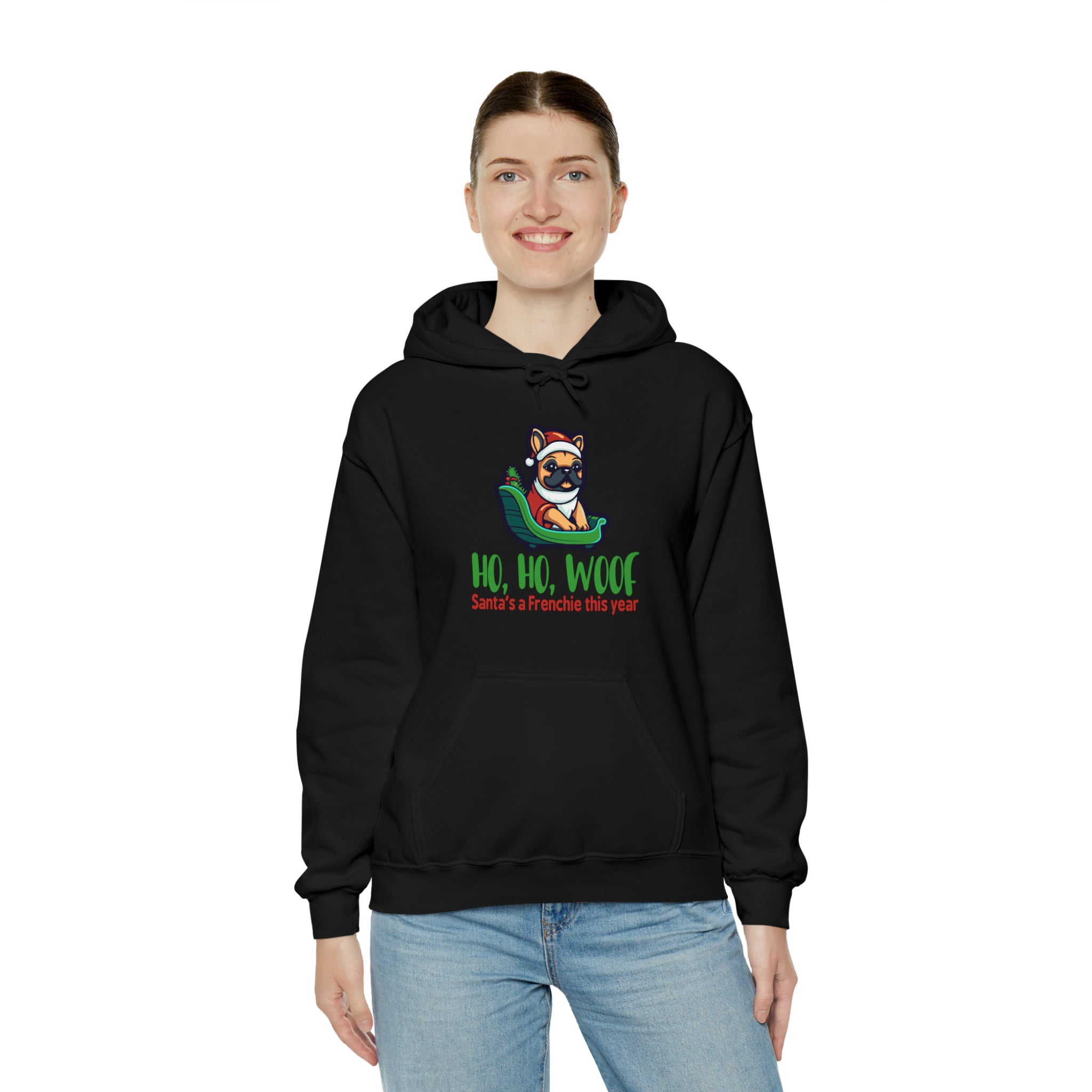 French Bulldog Ho Ho Woof Unisex Hoodie Useful Frenchie Gear