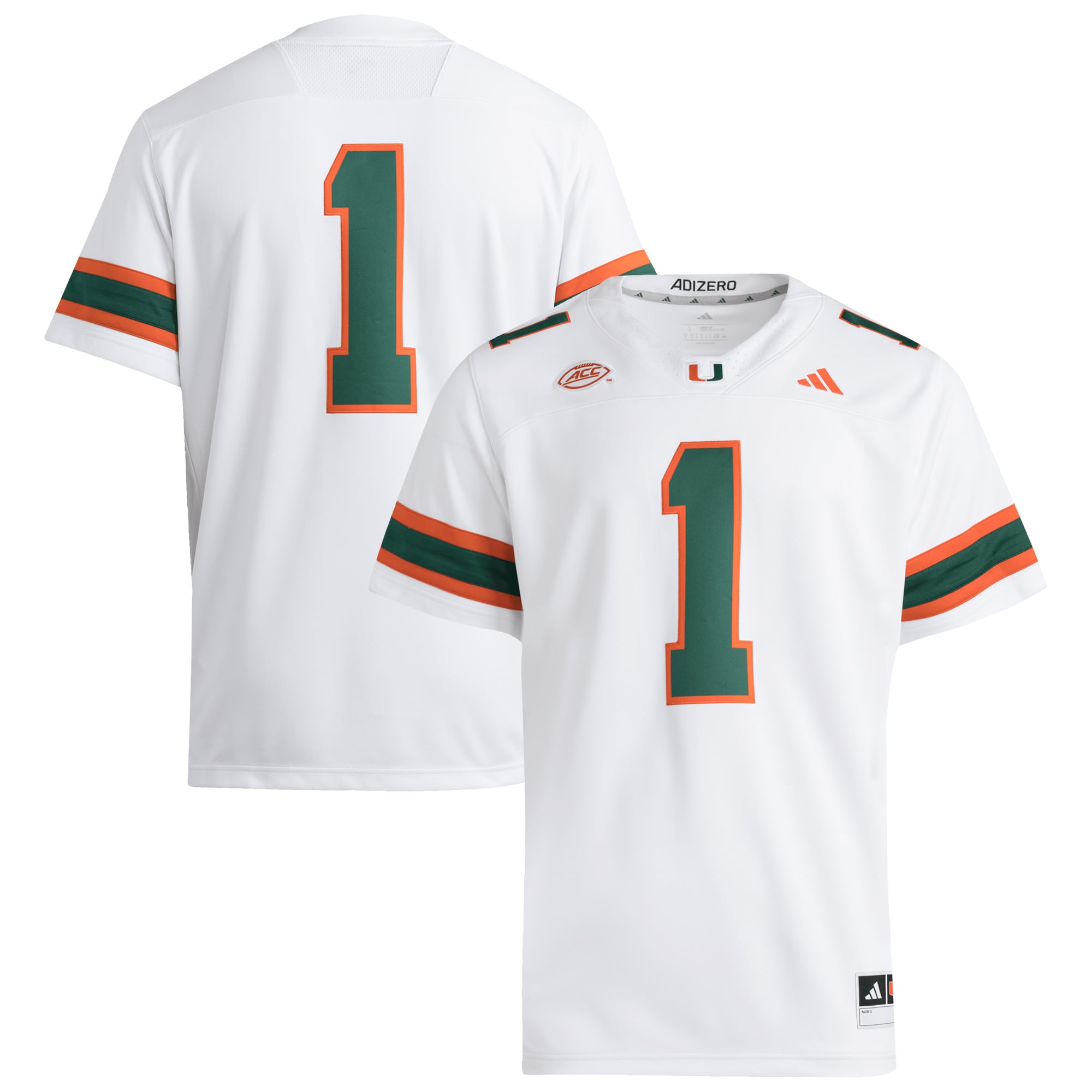 #1 Miami Hurricanes adidas Premier Jersey - White