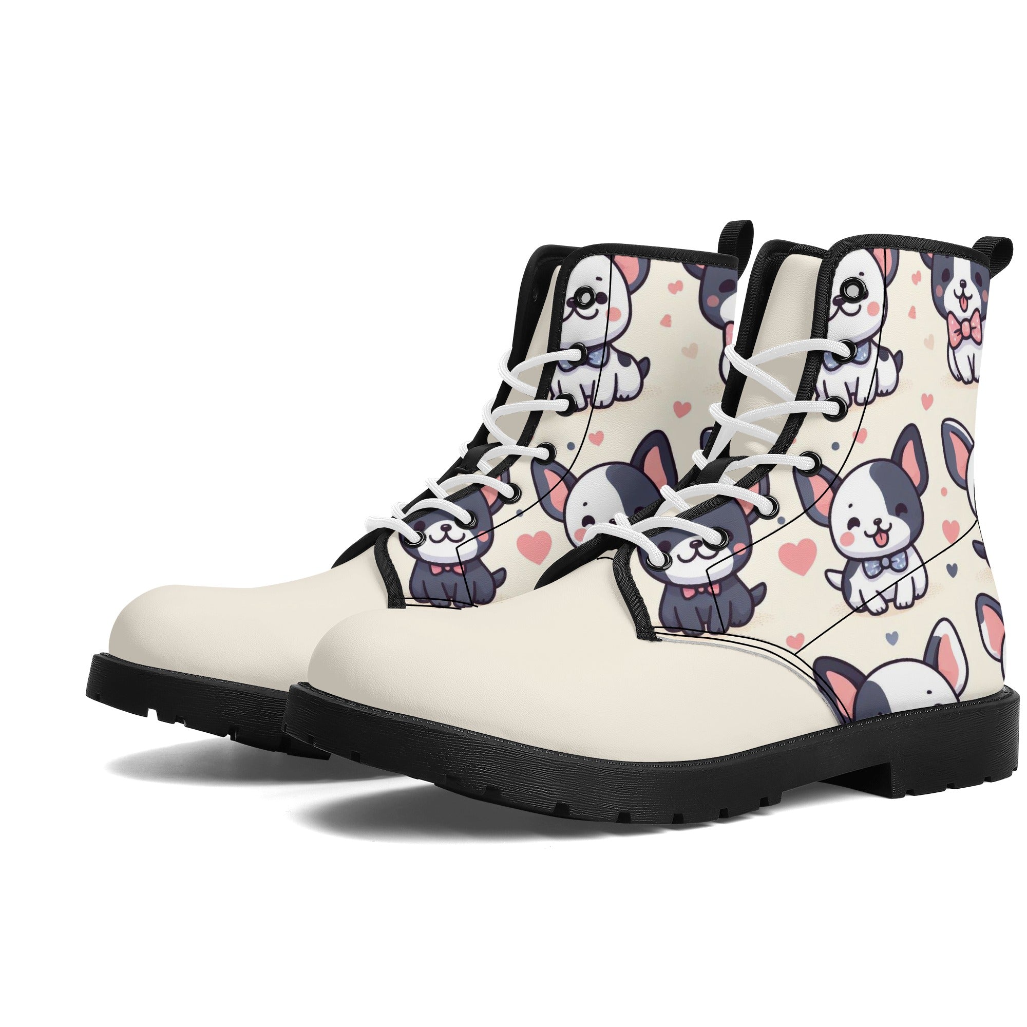 Coco - French Bulldog Themed Leather Boots For Frenchie Fans