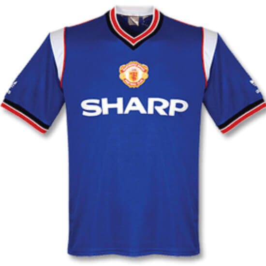 1986 MANCHESTER UNITED AWAY BLUE RETRO SOCCER JERSEY SHIRT - Official