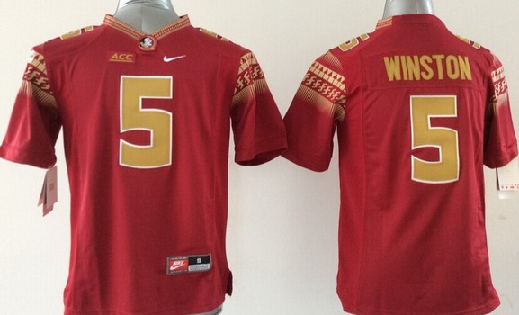 Men's None Red 2014 replica Jameis Winston #5 stitched Jersey