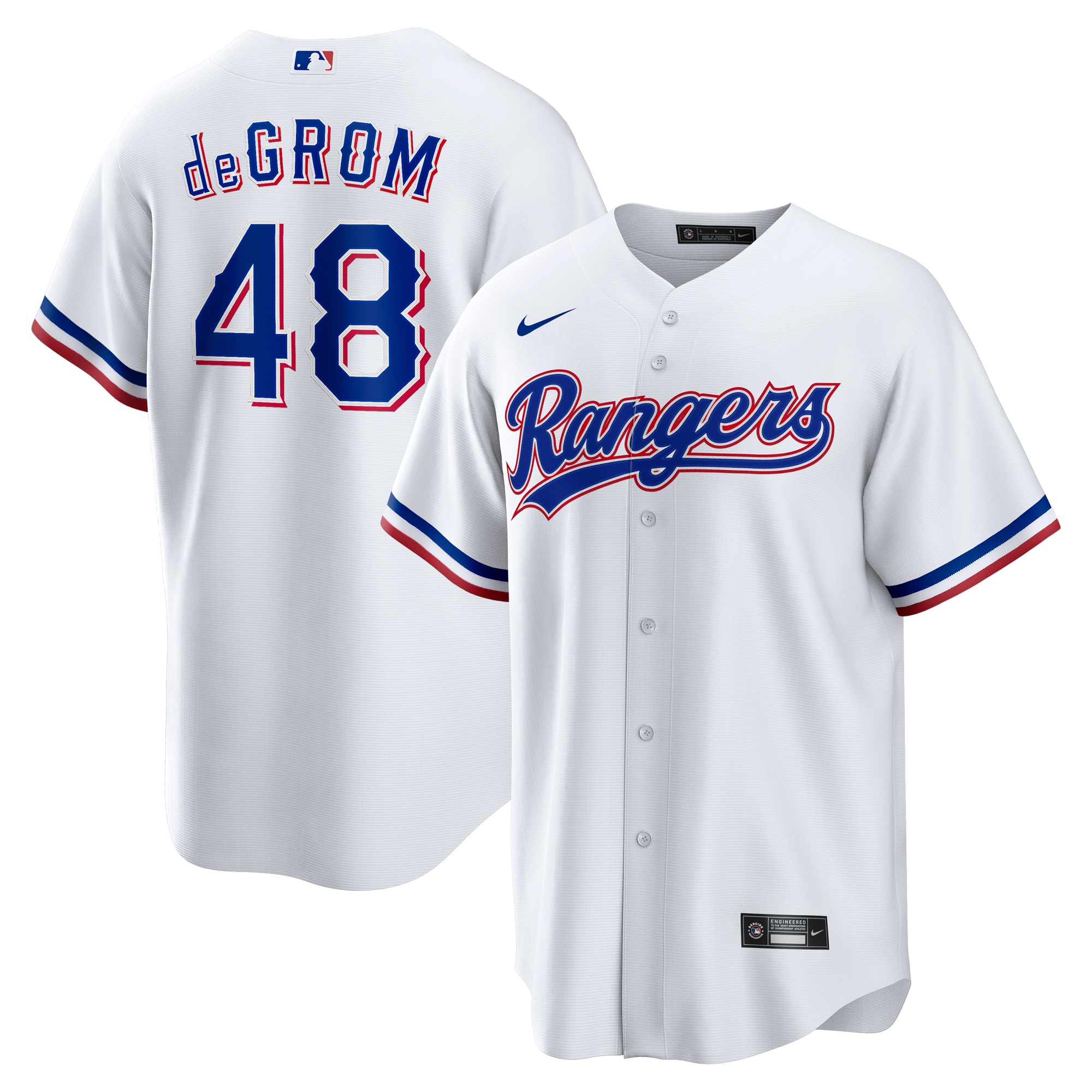 [LK] Jacob deGrom #48 Texas Rangers Home Replica Player Jersey - White
