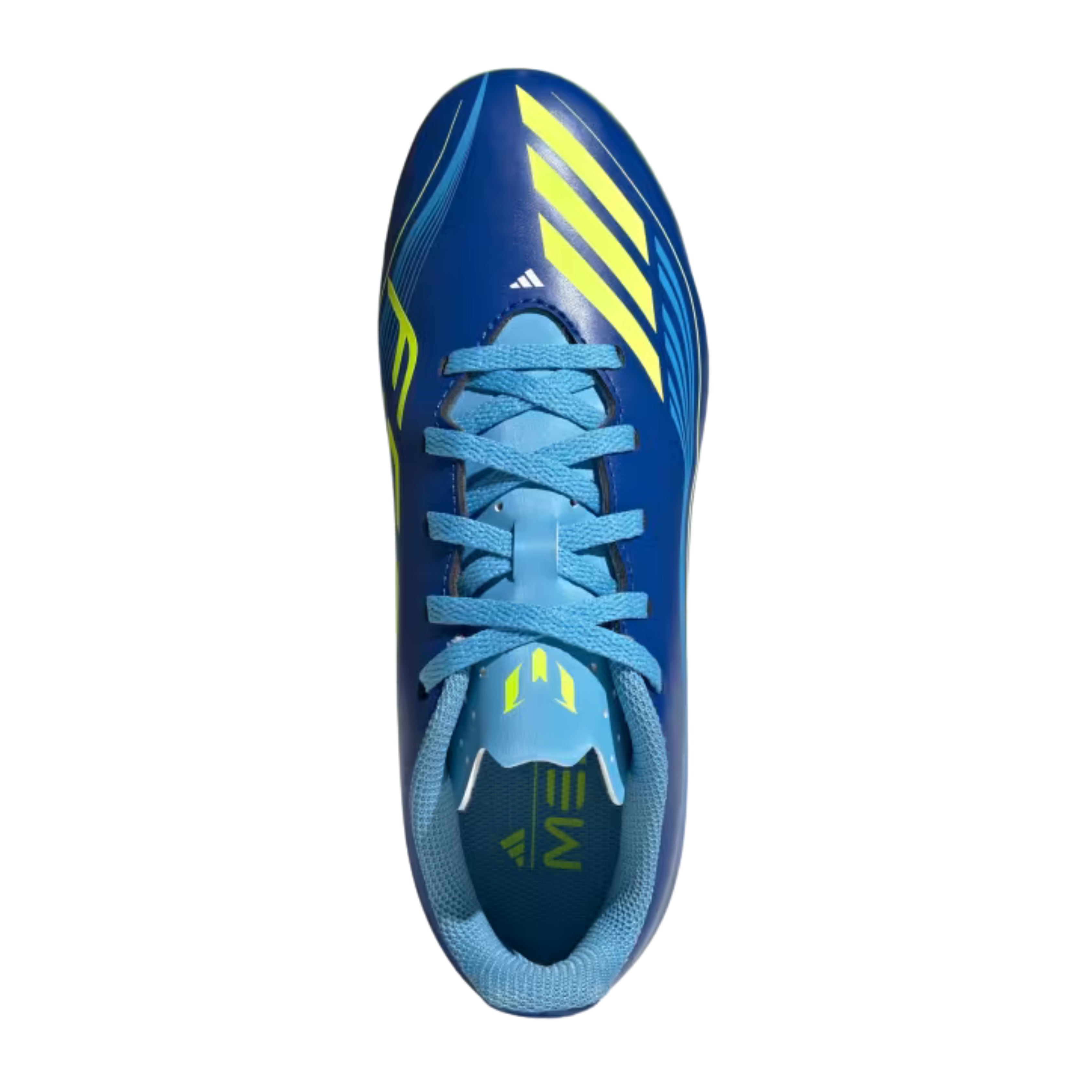 Messi adidas F50 Club Junior Football Boots Royal Blue Solar Yellow