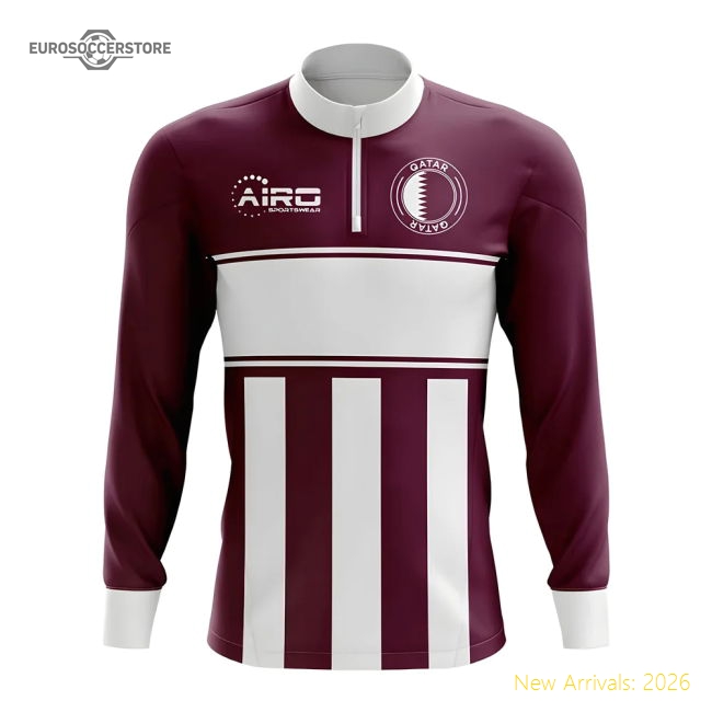 Qatar Concept Football Half Zip Midlayer Top (Burgundy-White)