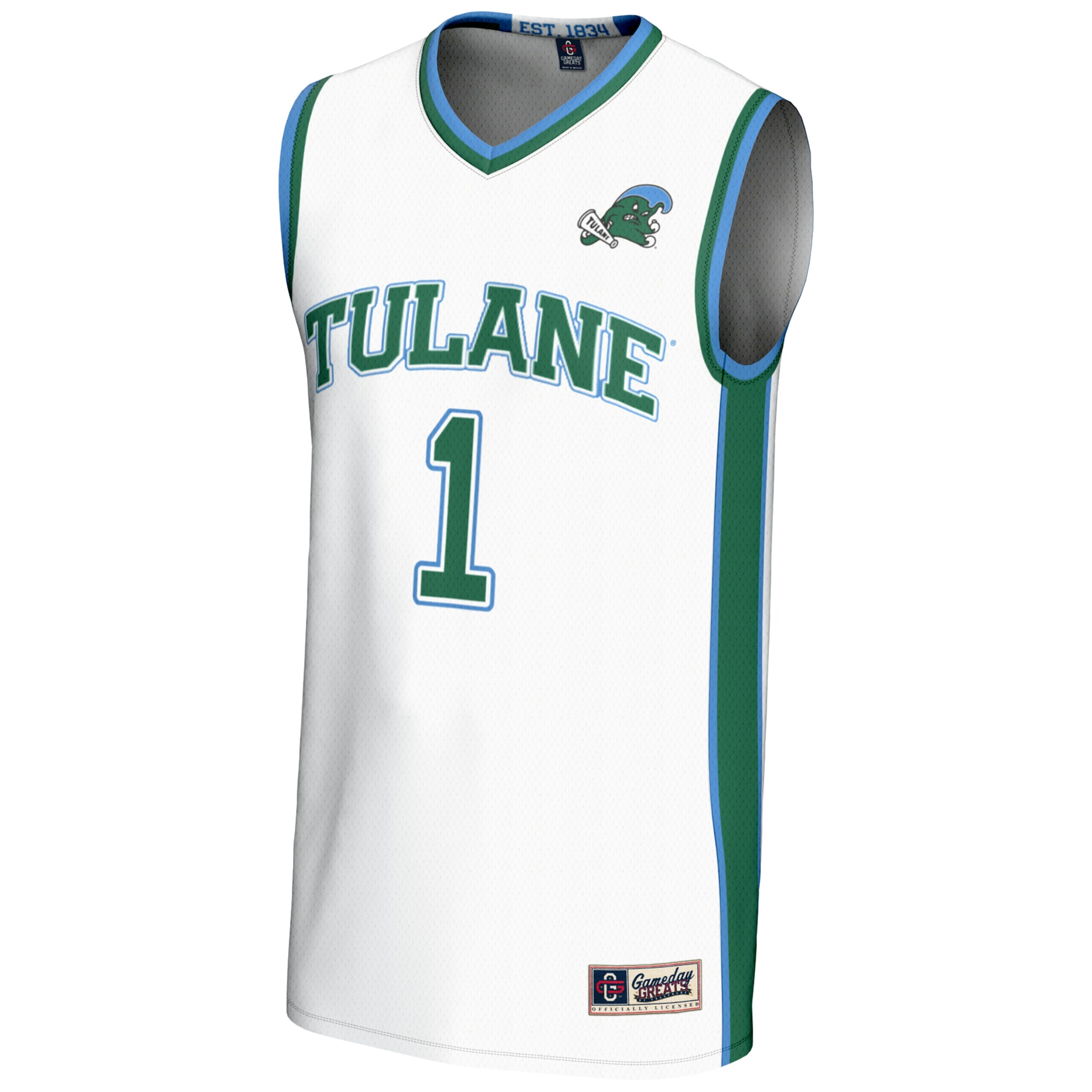 [DDG] Tulane Green Wave GameDay Greats Youth Lightweight Basketball Jersey - White