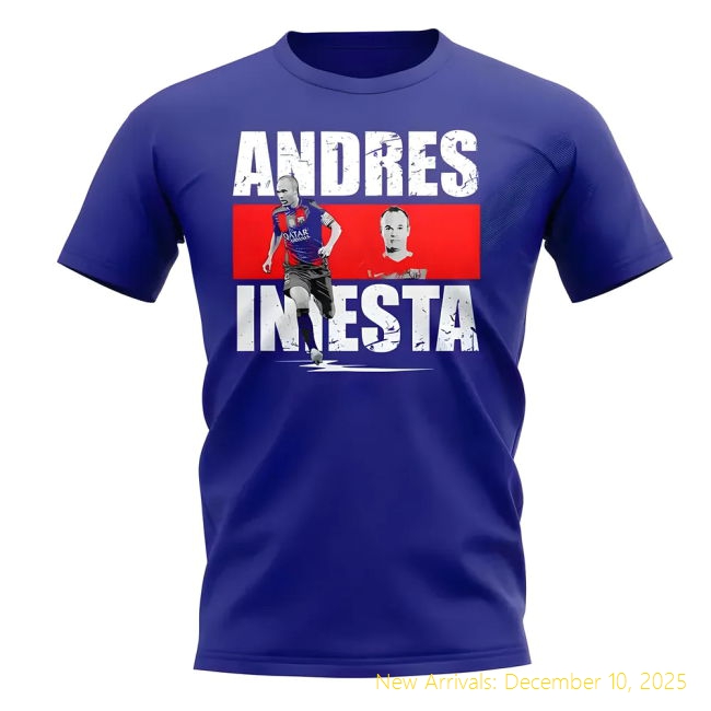 Andres Iniesta Player Collage T-Professional Shirt (Blue) -