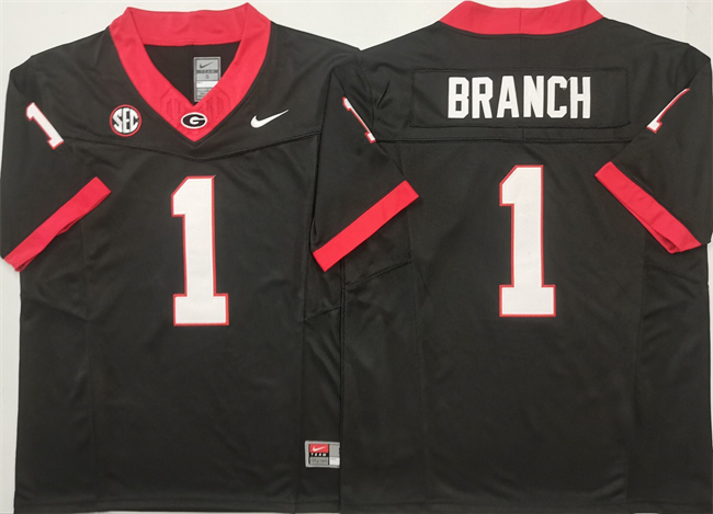Men's UGA Bulldogs Black 2024 embroidered Zachariah Branch #1 game