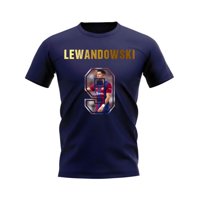 Robert Lewandowski Name And Number Barcelona football T-Shirt