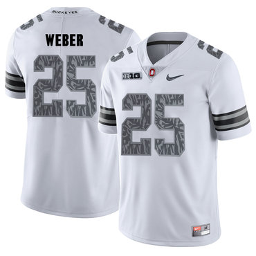 Men's Ohio St Buckeyes White 2024 authentic Mike Weber #25 college