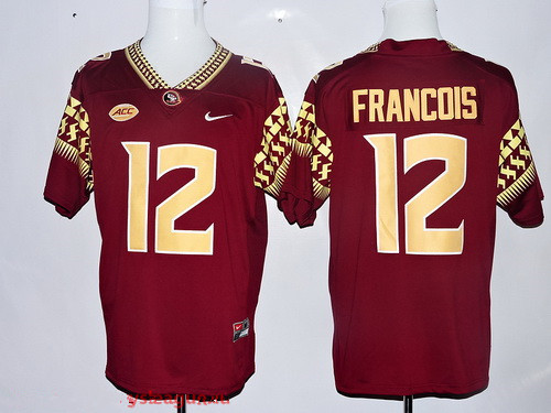 official Men's None Deondre Francois #12 Red 2016 Football Jersey