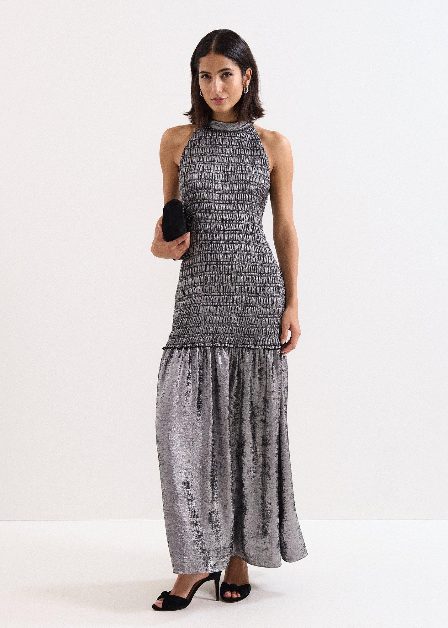 Tasmin Silver Shimmer Maxi Dress