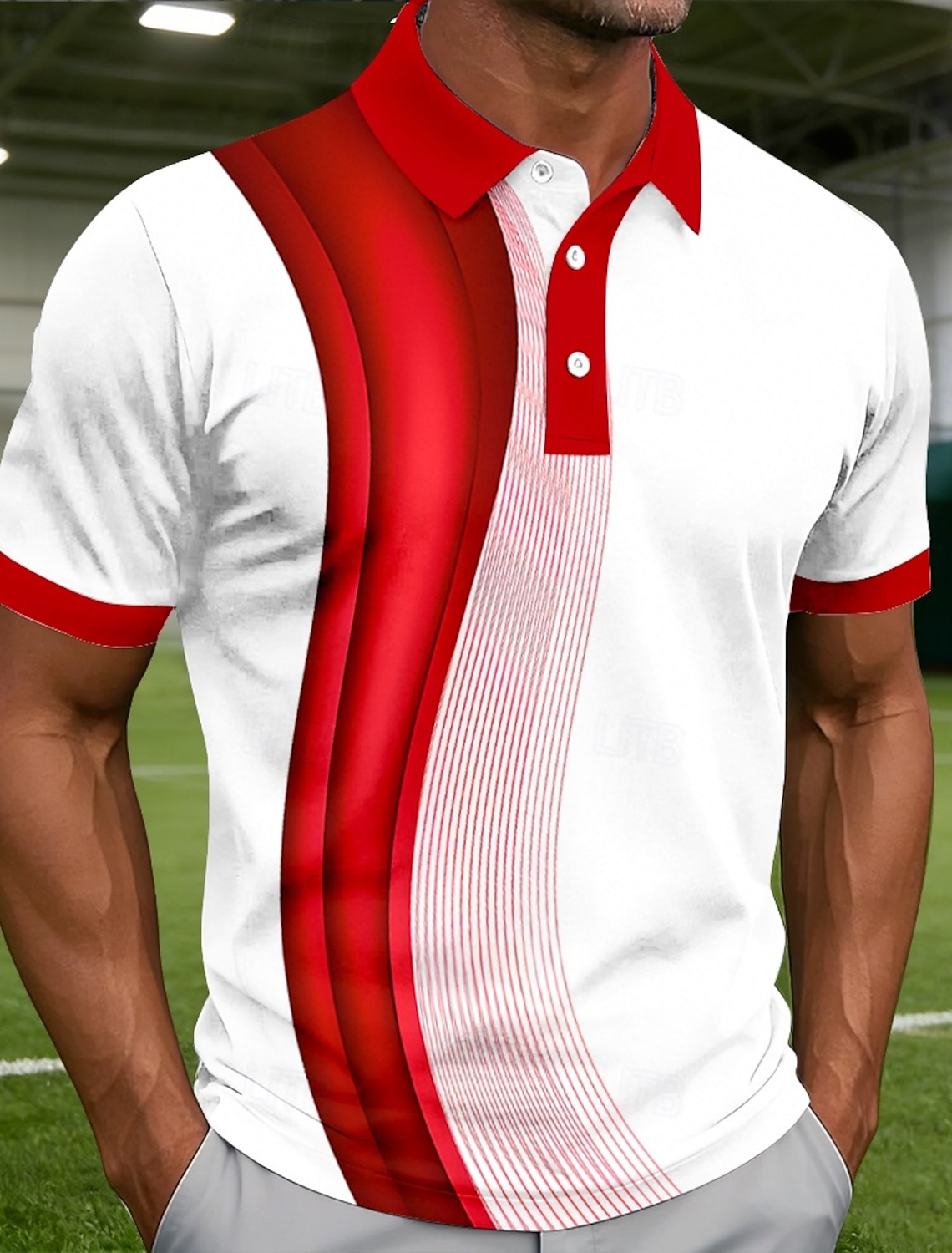 Men's Golf Line Polo Sports Shirts Short Sleeve Collared Casual