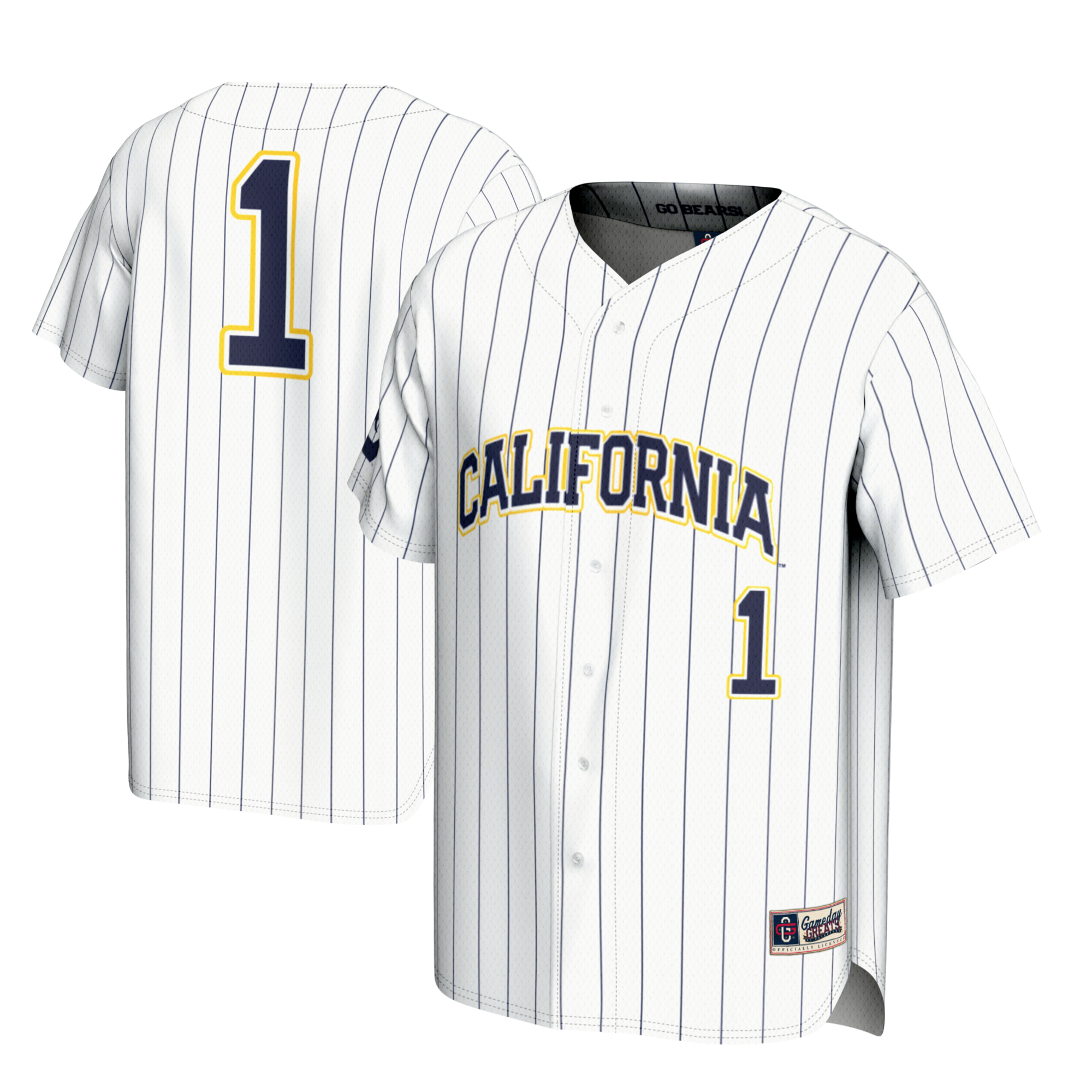 [NJP] Cal Bears GameDay Greats Youth Lightweight Baseball Fashion Jersey - White