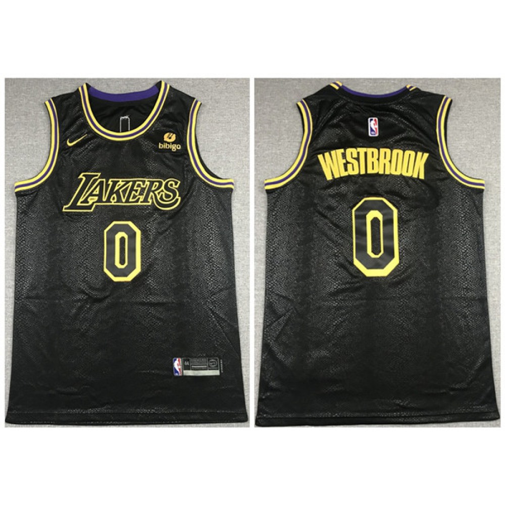 Contemporary Men's Lakers #0 Russell Black Basketball Jersey