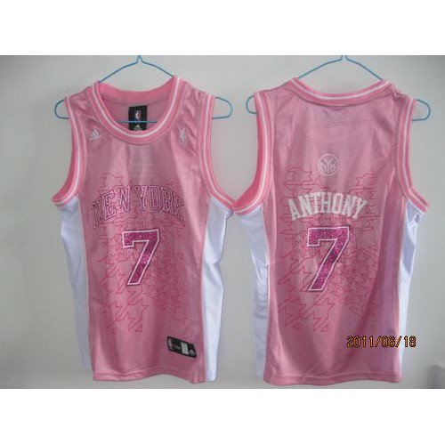 New York Knicks #7 Carmelo Anthony Pink Fashion Womens Stitched NBA Jersey Womens