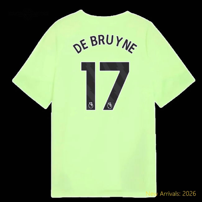 2025-2026 Man City Kids Durable De Bruyne Jersey Climacool