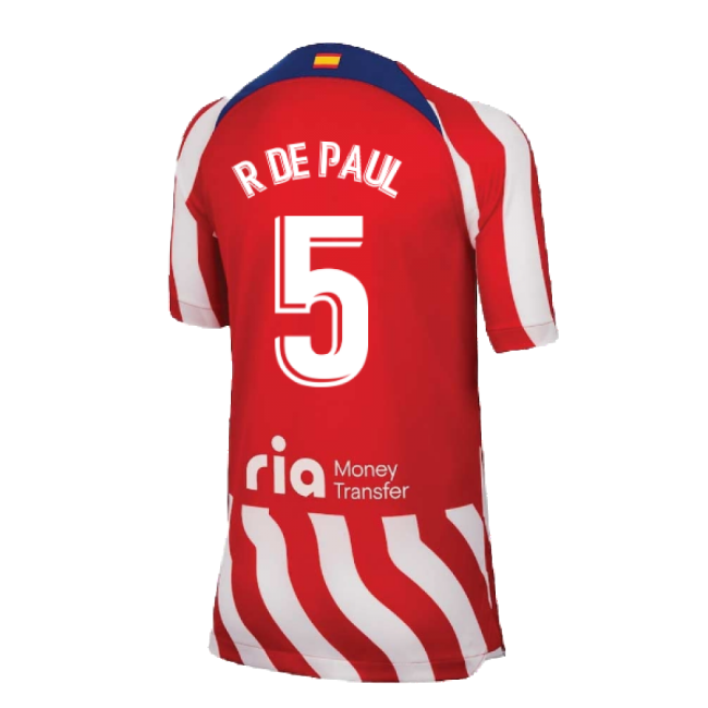Exceptional 2022-2023 Atletico Madrid Home Jersey (kids) (r De Paul 5)